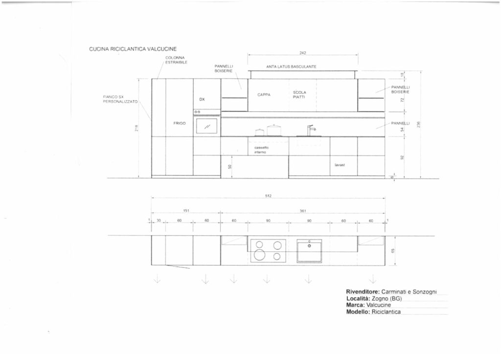 disegno tecnico con misure Riciclantica